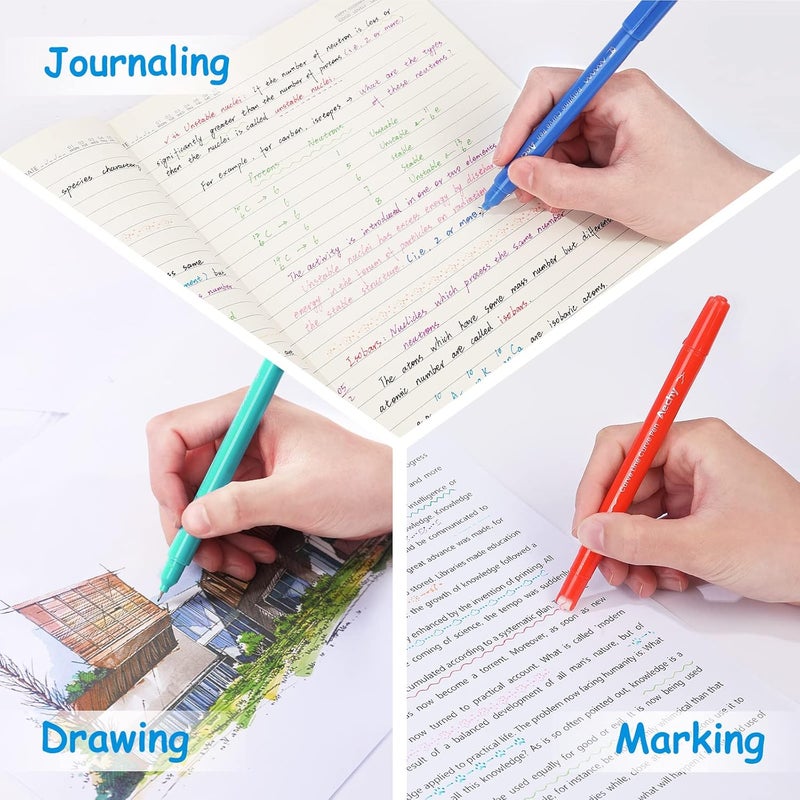 AECHY 12Pcs Dual Tip Markers Pens for Note Taking, Curve Highlighter with 10 Different Curv Shapes & 12 Colors Fine Lines, Colored Curve Pen for Students,Planners,Teachers, Scrapbook Supplies - Image 5
